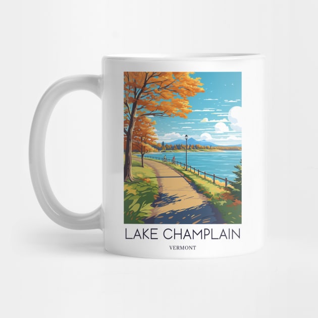 A Pop Art Travel Print of Lake Champlain - Vermont - US by Studio Red Koala